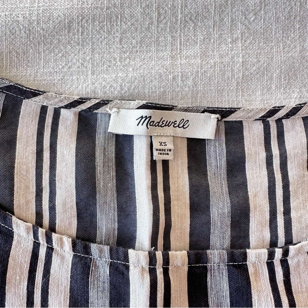 Madewell Black, Cream, and Navy Striped Short-Sleeve Top - Picture 4 of 6